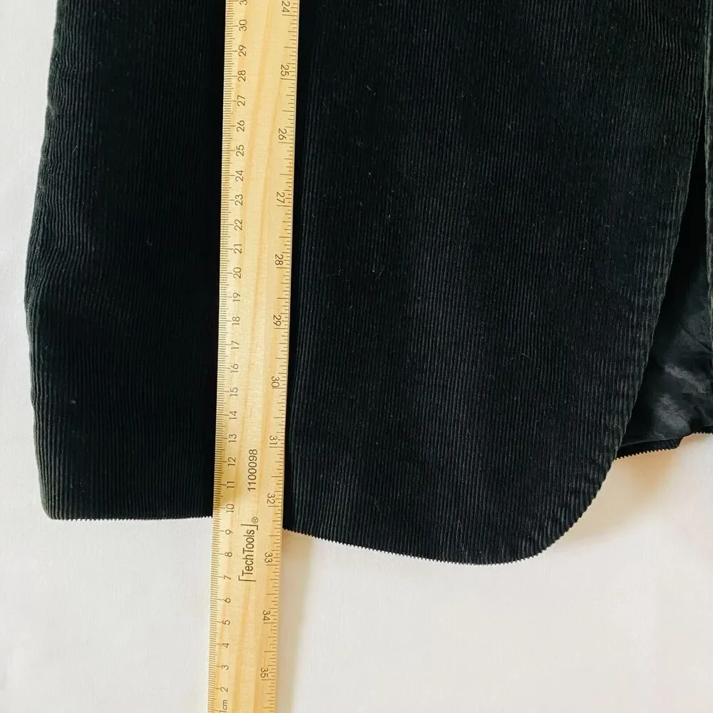 Mens Corduroy Sport Coat Sz 44L Black Cotton Blend 2 Button Blazer Jacket Turkey